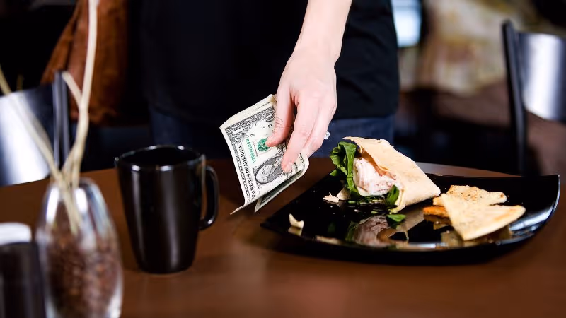 restaurant tip money food