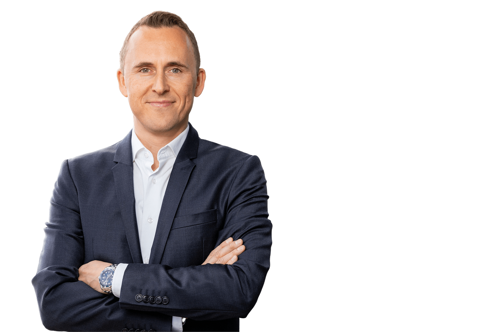 Ulf Papke im Meeting mit Präsentation im Hintergrund