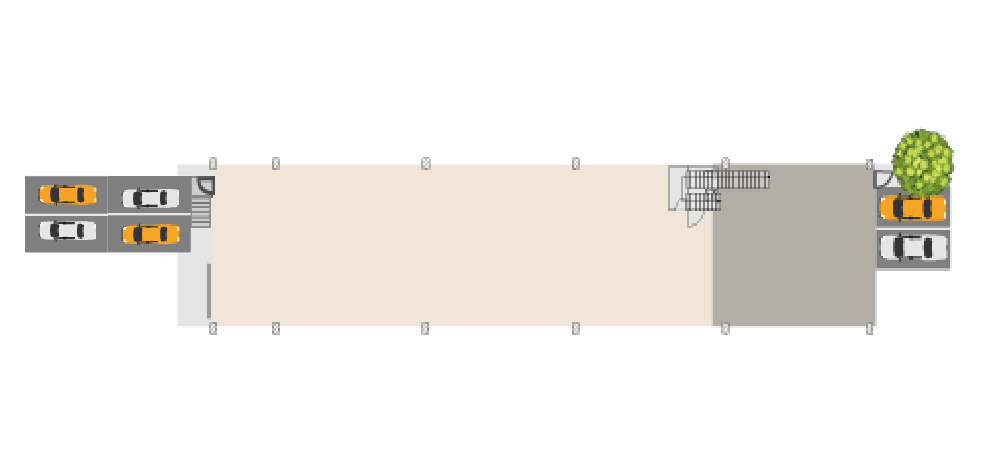 Modelo bodega tipo C con altillo y seis estacionamientos