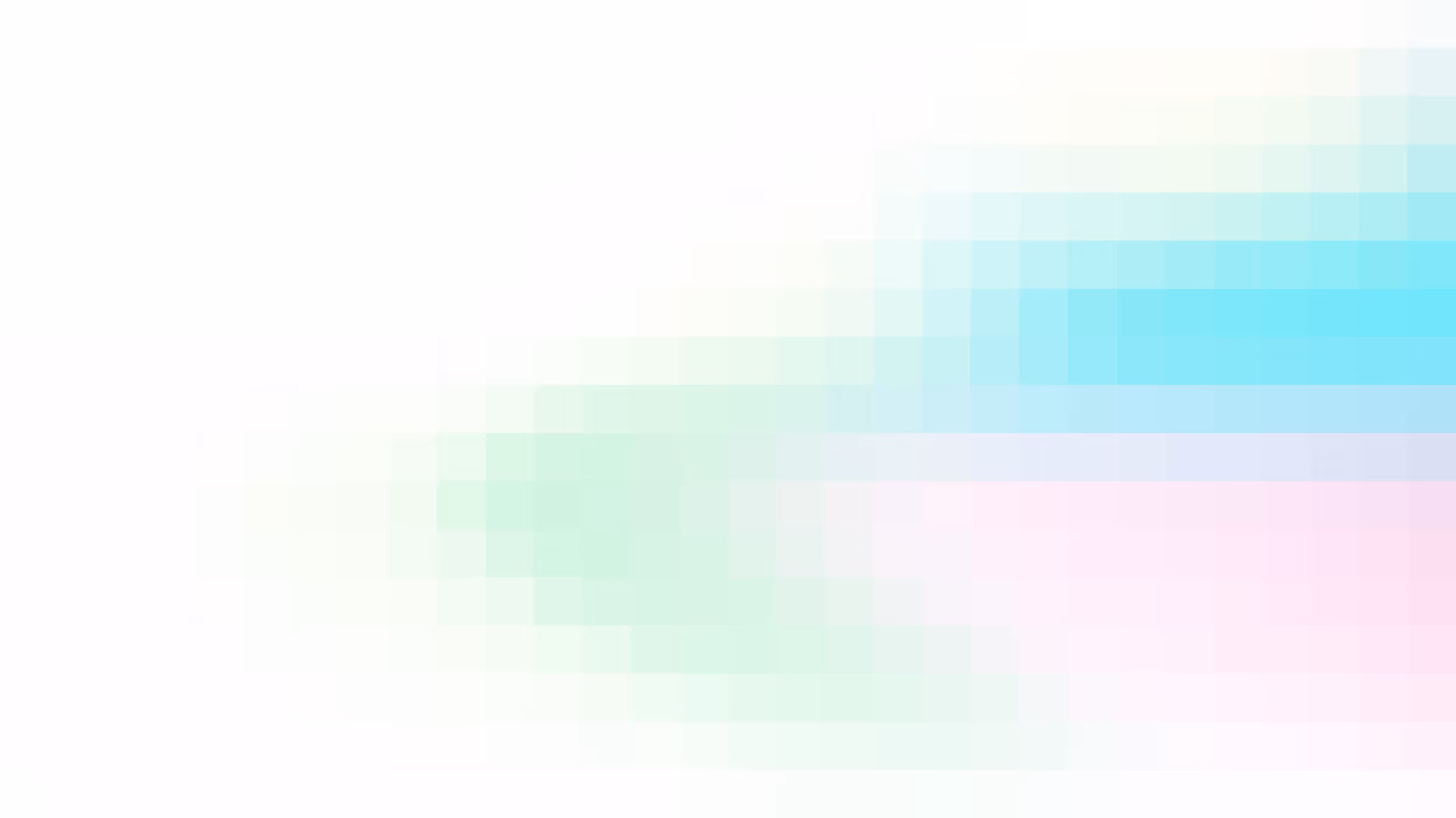 Three overlapping stylized leaves in green, blue, and pink on a white background.