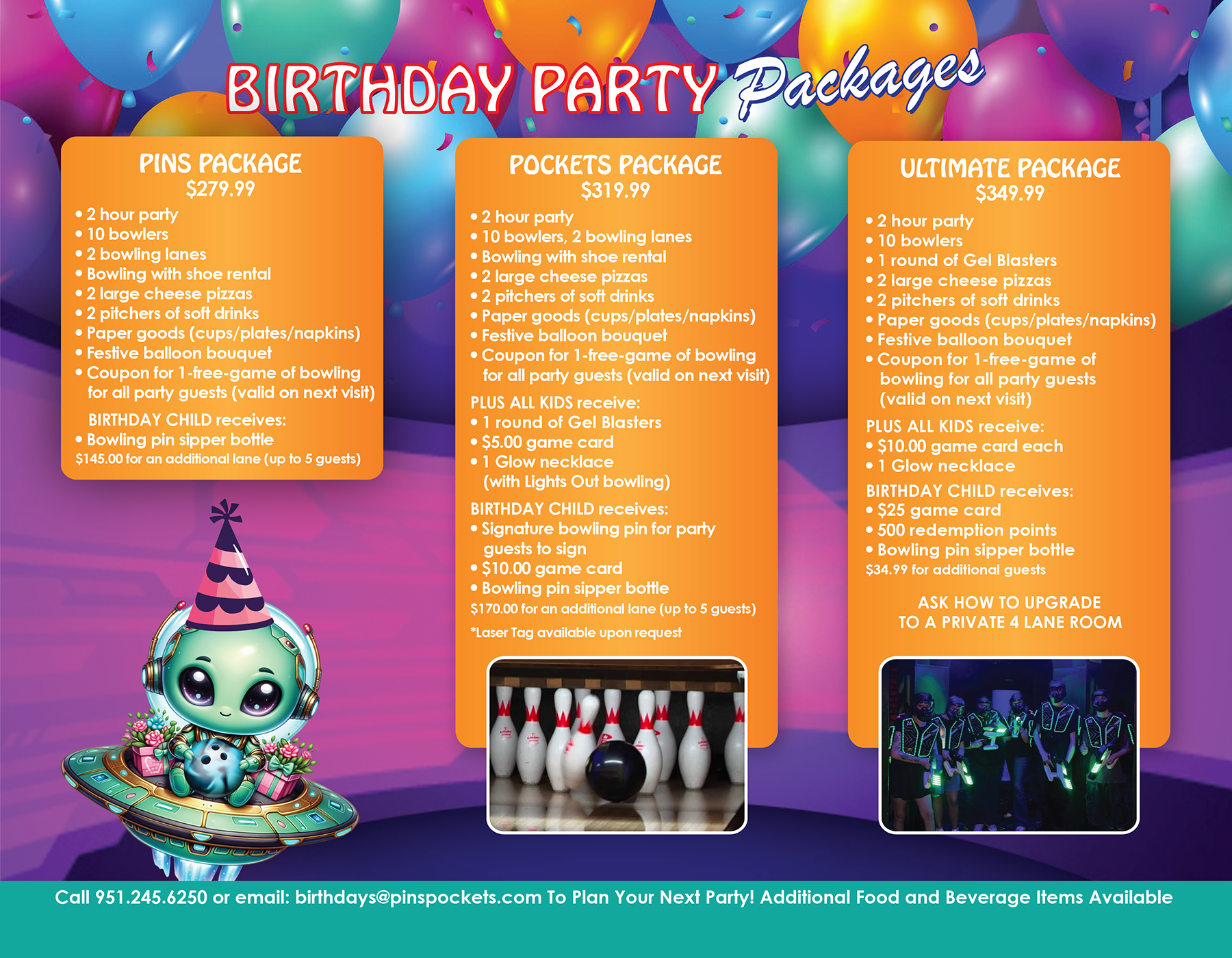 birthday packages menu page 2 - birthday packages menu - please call 951-245-6250 for all details