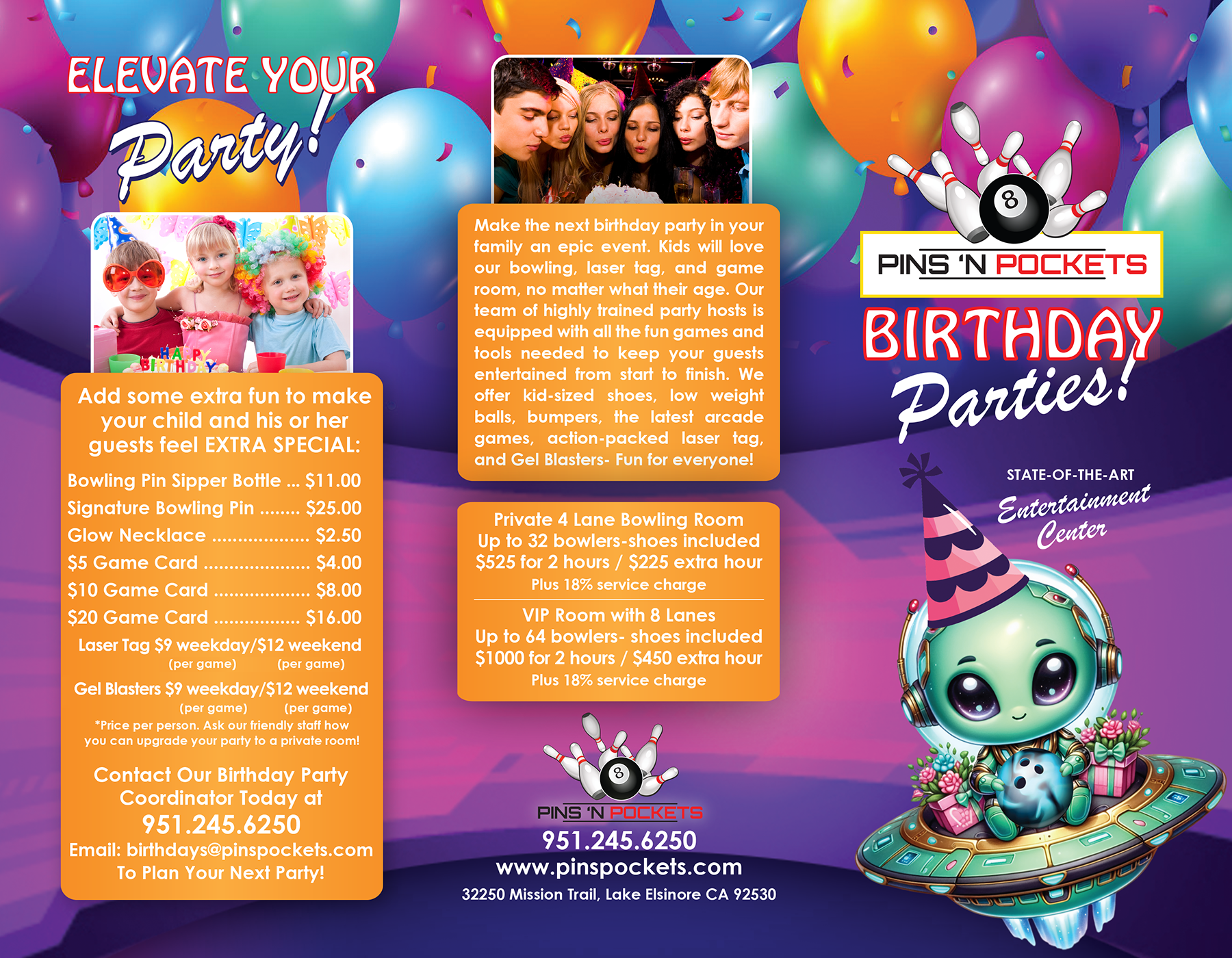 page one of birthday packages men