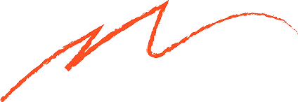 Curved, jagged orange arrow pointing up and to the right on a transparent background.