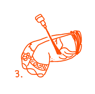 Illustration of a dental extraction tool removing a tooth labeled as step 3.