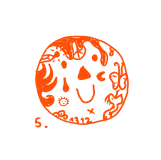 Orange circular maze with a checkmark in the center on a black background.