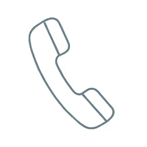 Minimalist line drawing of a classic telephone handset.