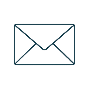 Simple blue envelope icon representing email or message.