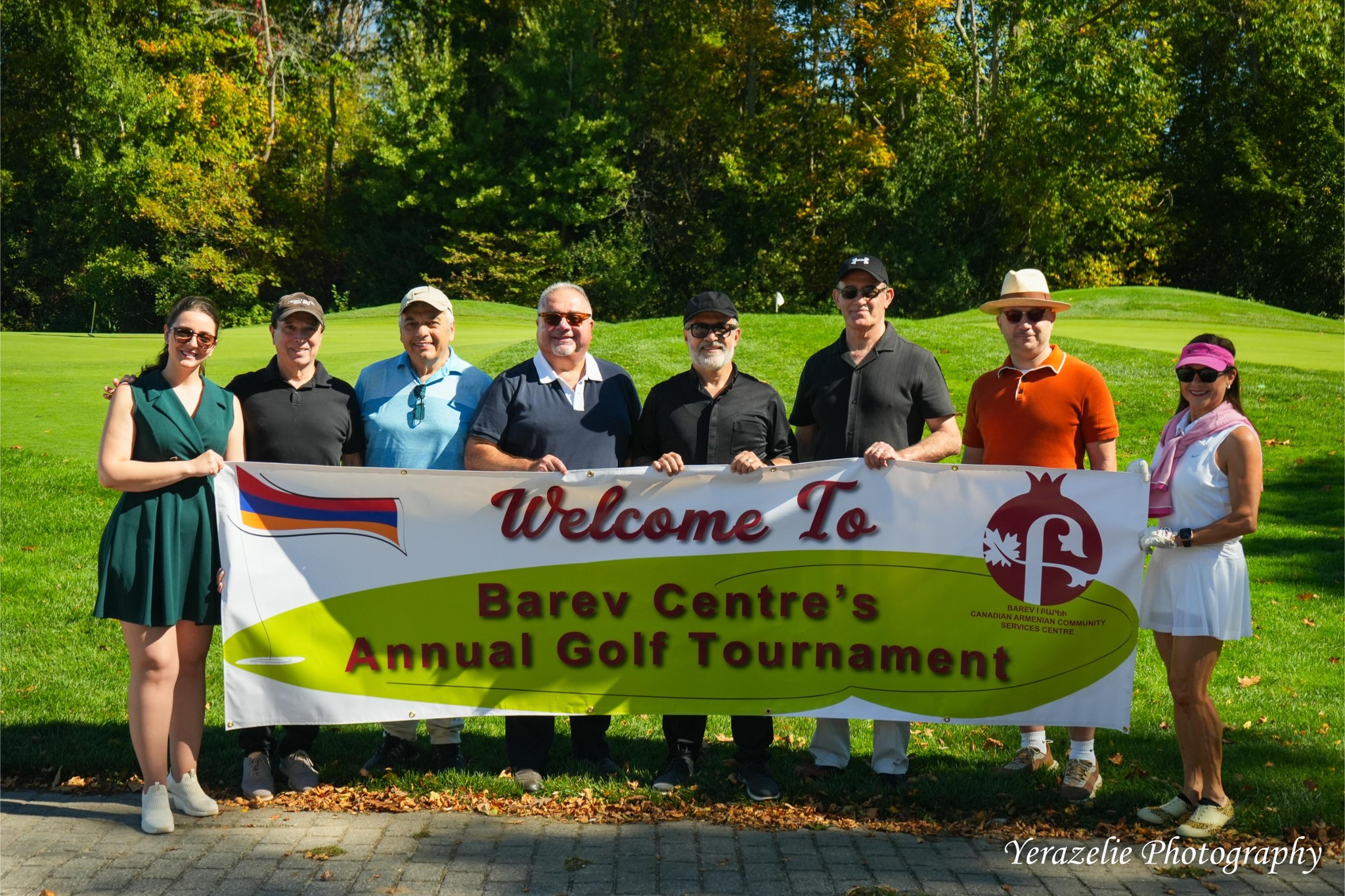 Photo of the Welcome to Barev Centre's Annual Gold Tournament banner