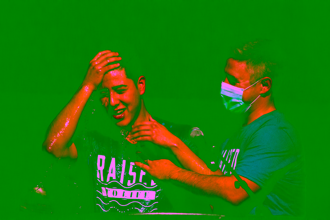 Man being baptized
