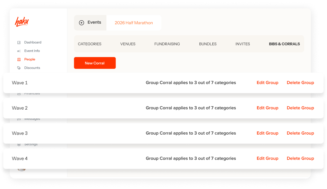 Race corral assignment interface