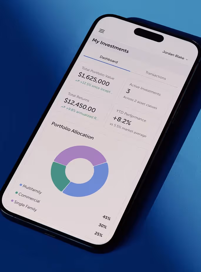 Tribevest investment dashboard showing portfolio value and asset allocation