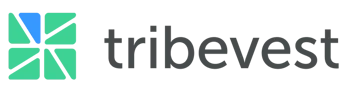 Tribevest logo with geometric design in blue and green colors