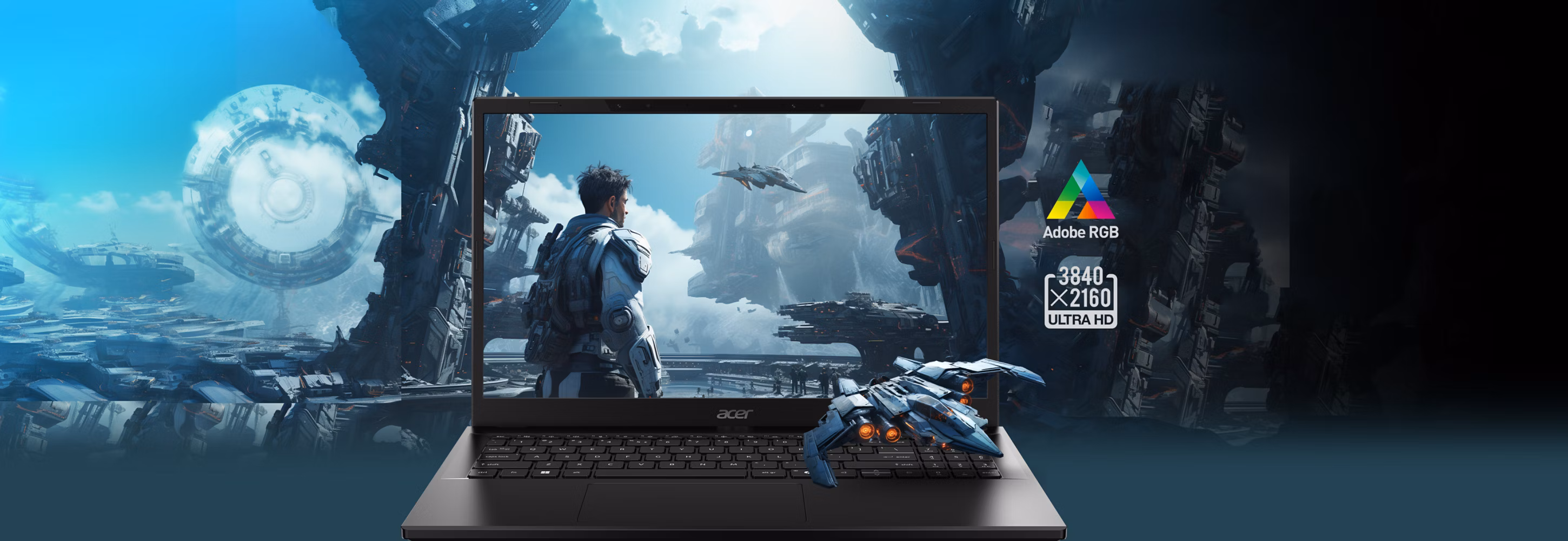 illustration how the gaming world expands on a 3D device on 4K high definition