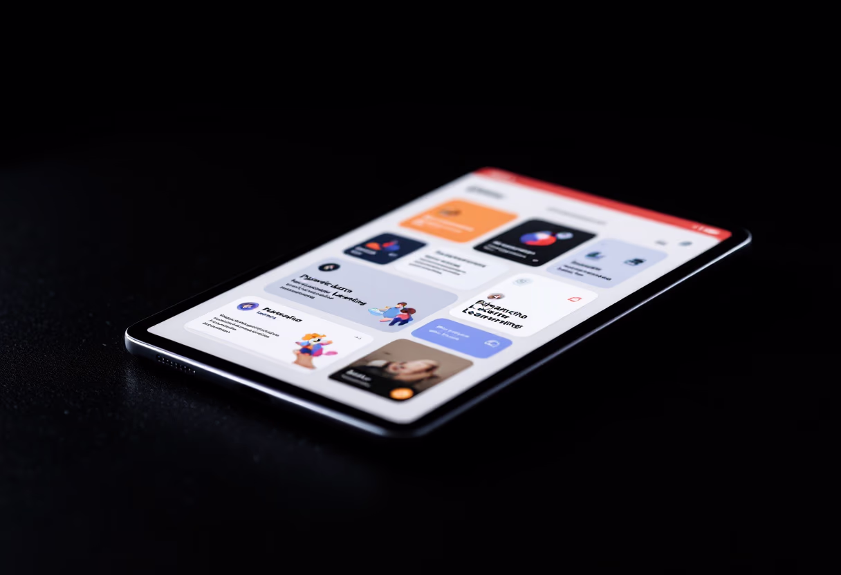 interface image of a tablet with an educational app (for a edtech)