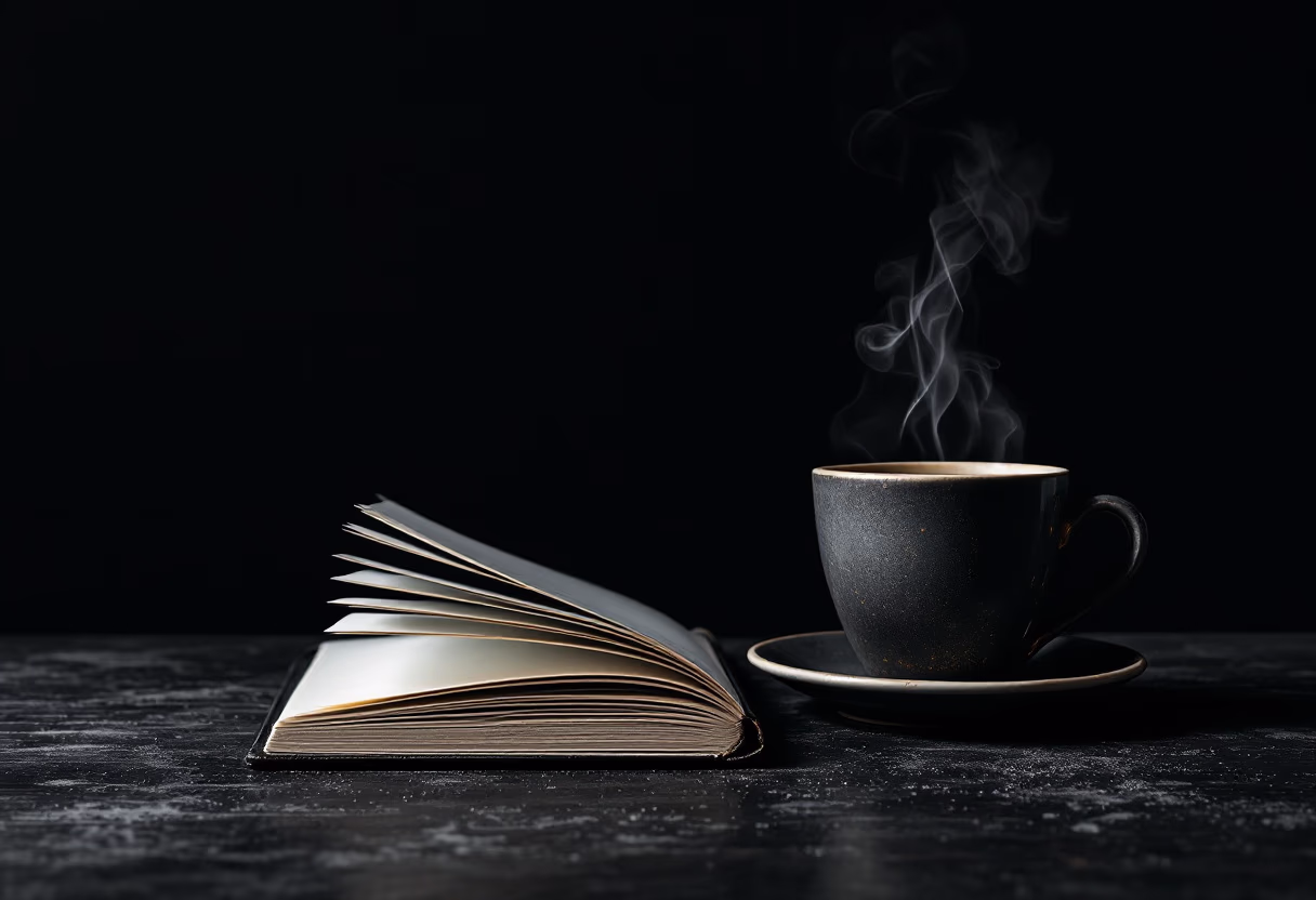 image of a notebook and a coffee cup on a desk (for a personal coach & consultant)