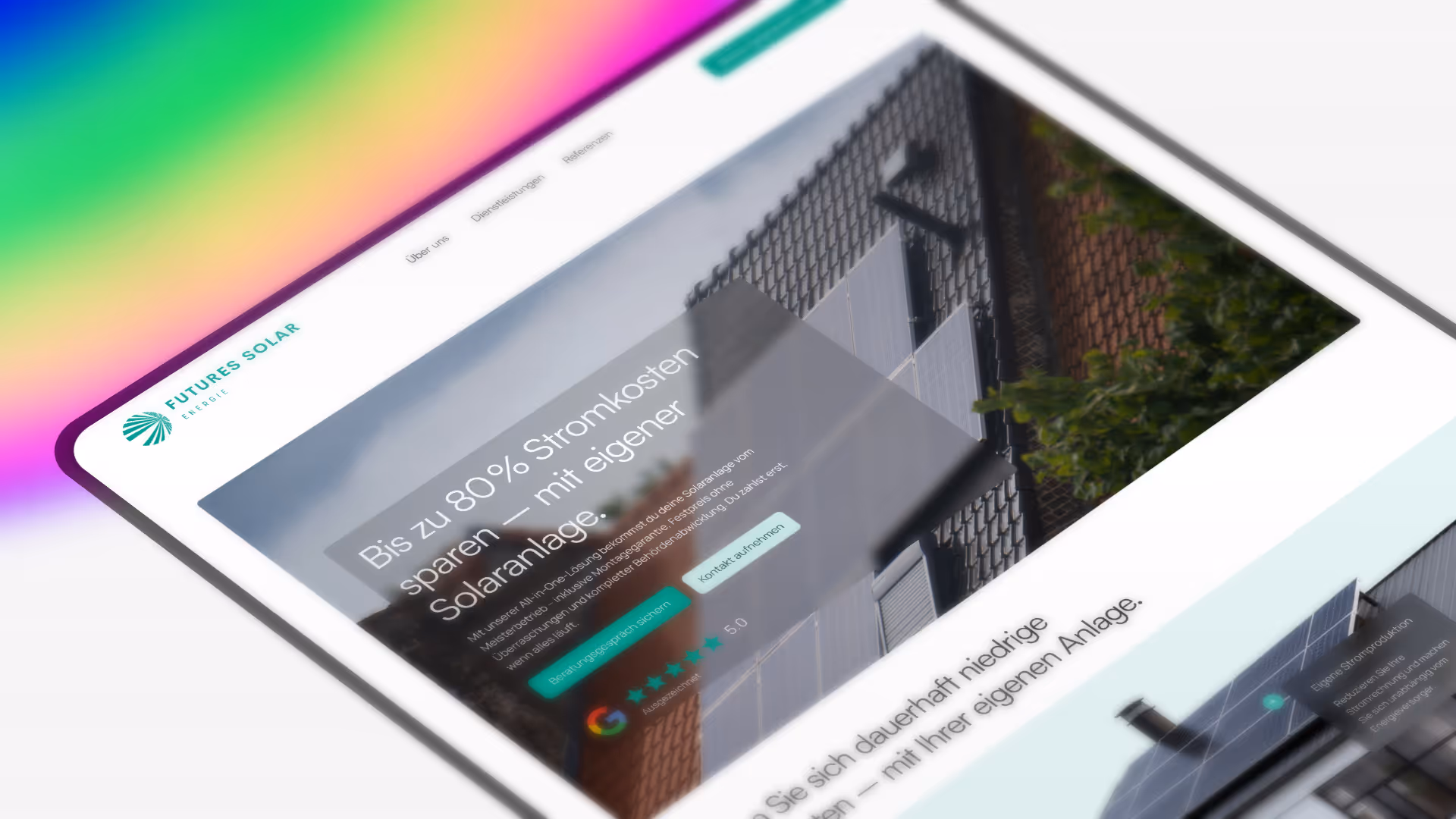 Ein Screenshot der Futures Solar Homepage