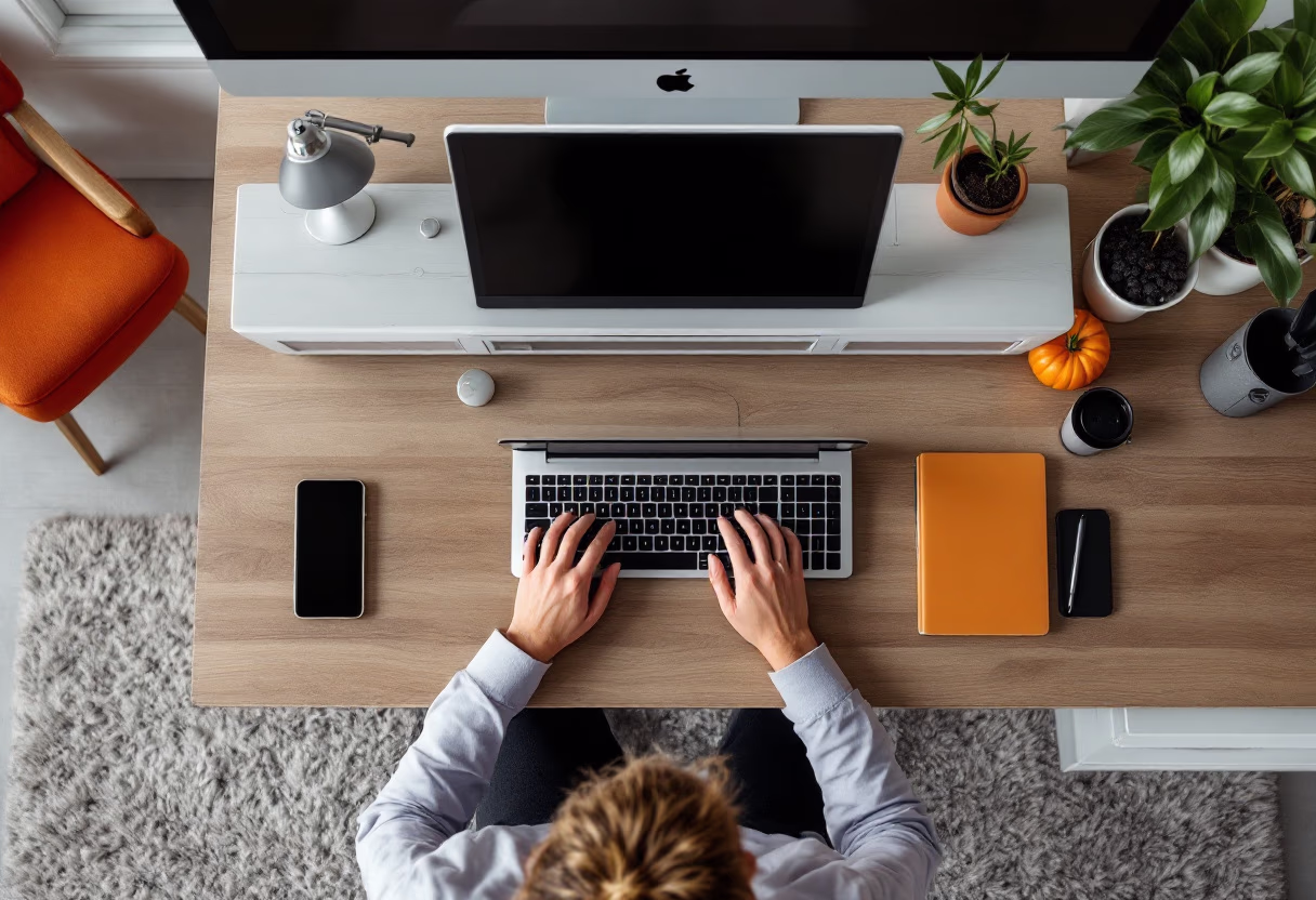 image of a professional environment with a modern keyboard in use