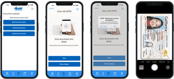 A user flow of how a user can upload photos and documents