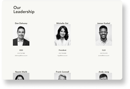 An image that displays the leadership at Fortuna Partners