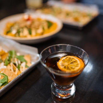 A classic cocktail with an orange