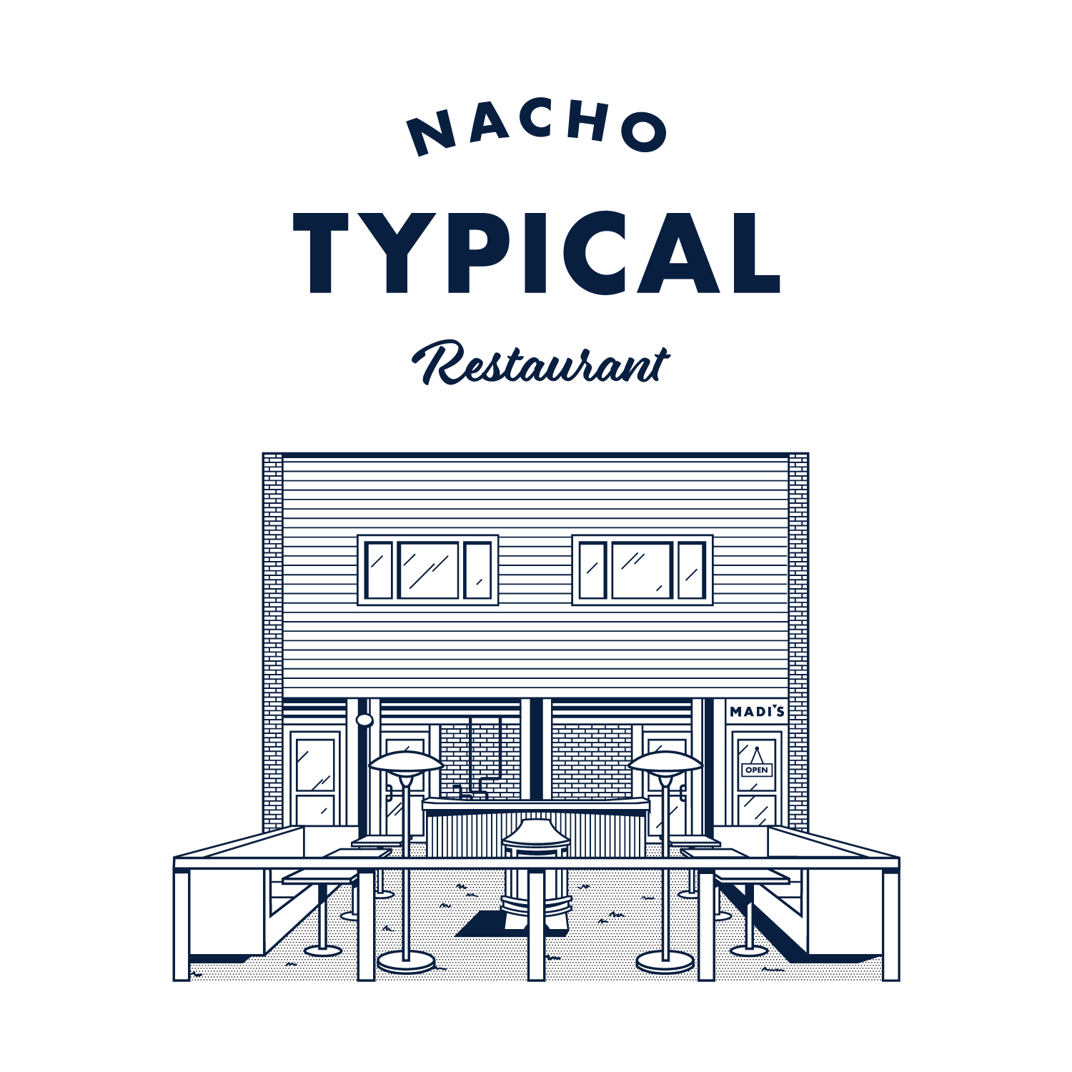 An illustration of the exterior of Madi's restaurant, located at 1212 9 Ave SW, Calgary AB