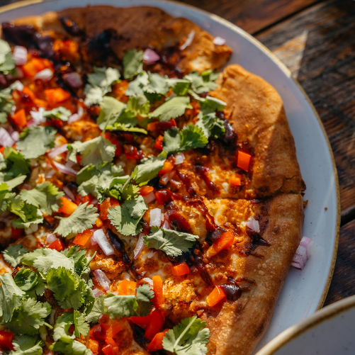 One of our very colourful pizzas