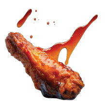 A wing oozing with hot sauce. Join us for great deals every Wing Wednesday at Madi's!
