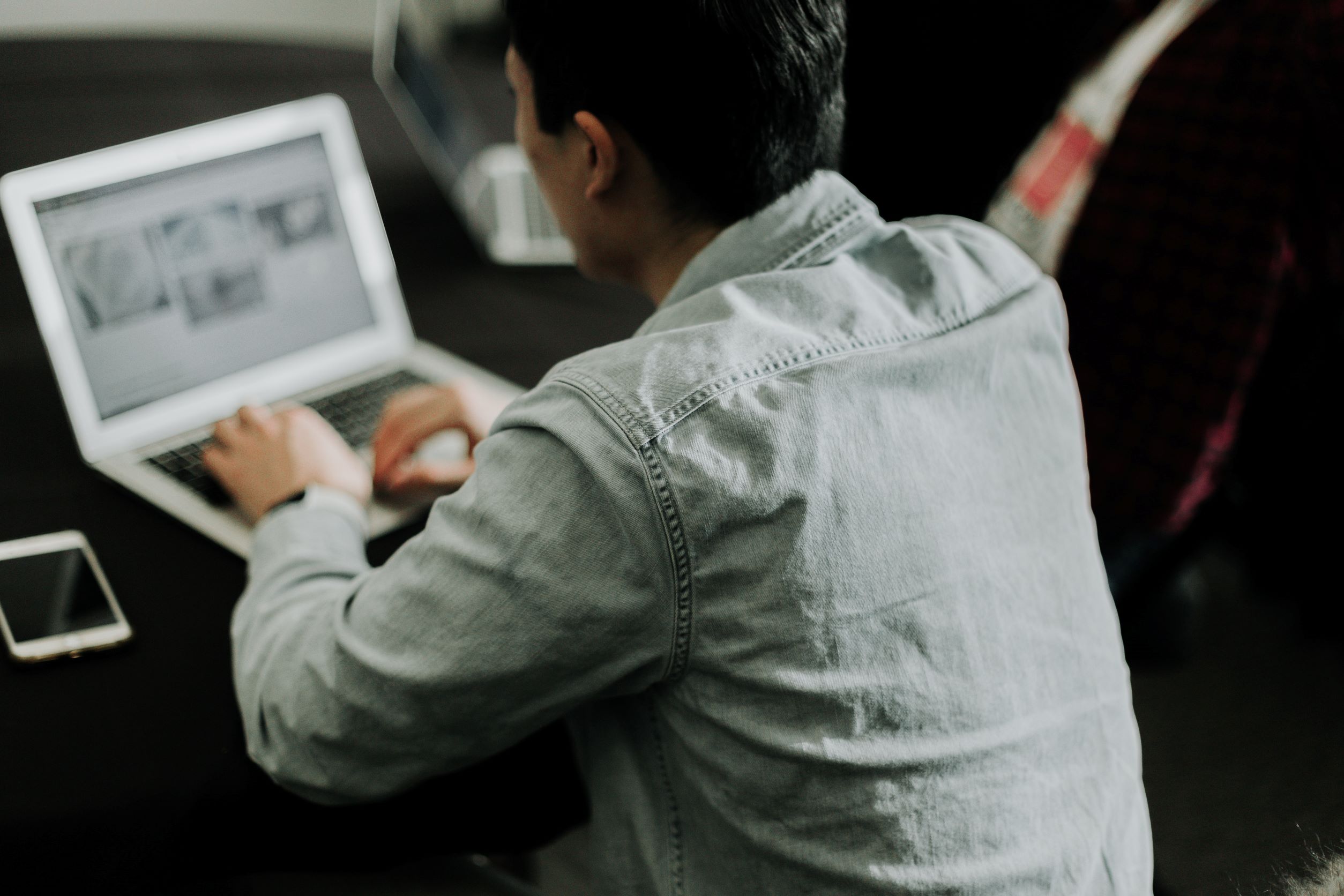 someone working on the computer 