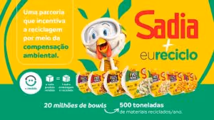A Sadia, a marca mais valiosa de alimentos do país* e que celebra seus 80 anos em 2024, reforça seu compromisso com a sustentabilidade com a compensação de 100% das embalagens pós-consumo.