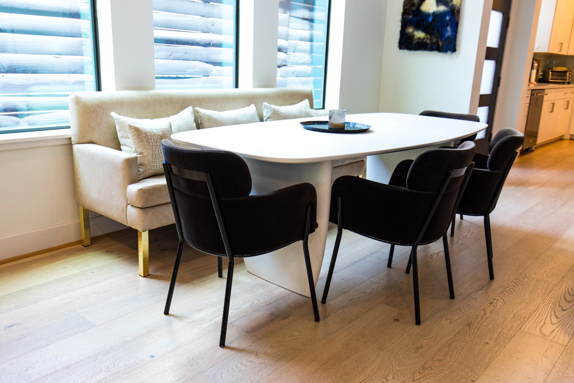 Custom sofa for a cozy dining room seating