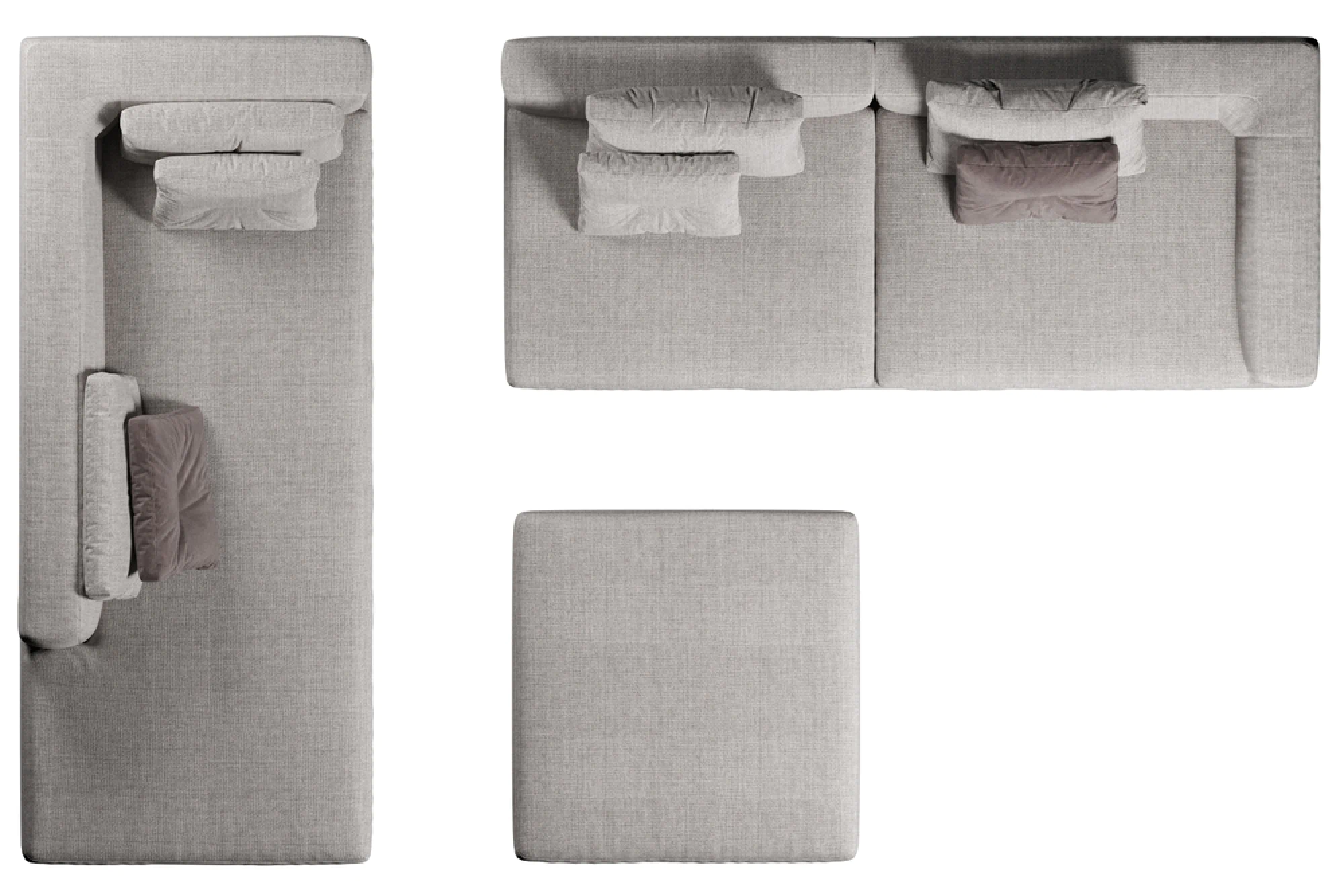 Top view of a gray modular sectional