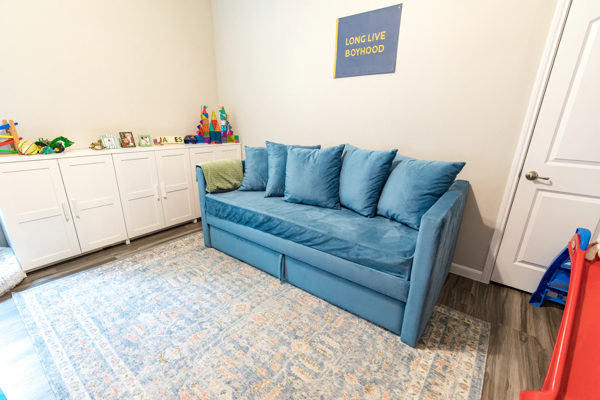 Blue day bed made by Living Designs Furniture