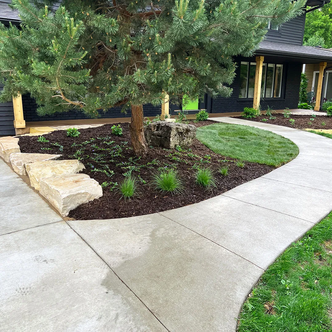 Fresh mulch and new plants for mulching service near me in Minnesota by Sota Landscaping