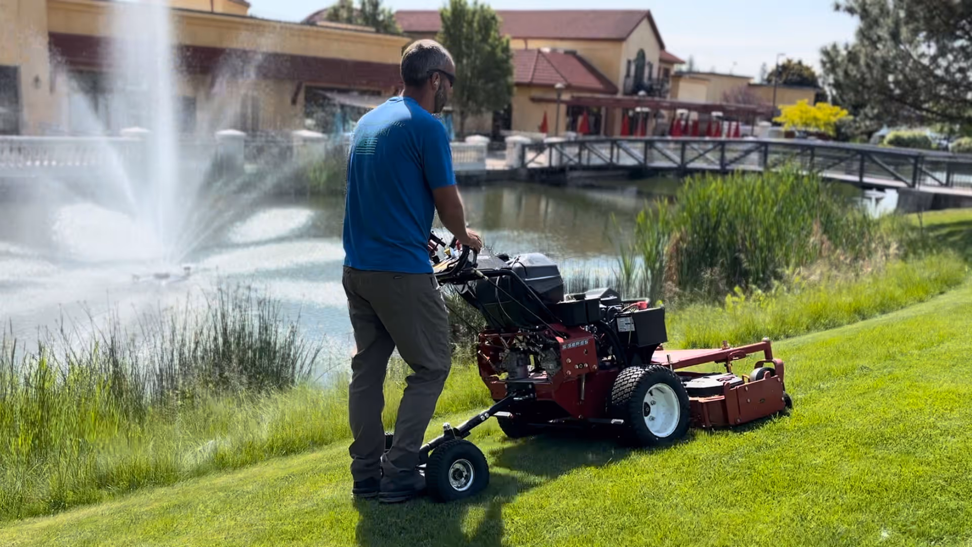 Professional landscaping crew at work