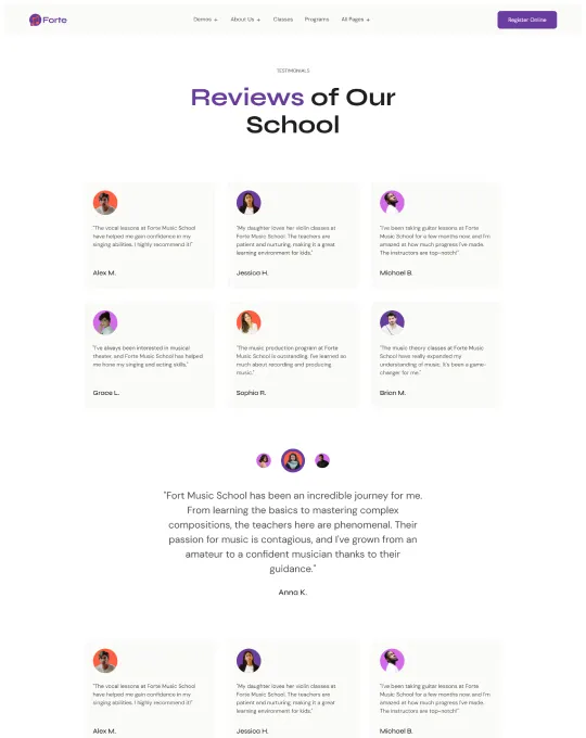 Testimonials -Screenshot