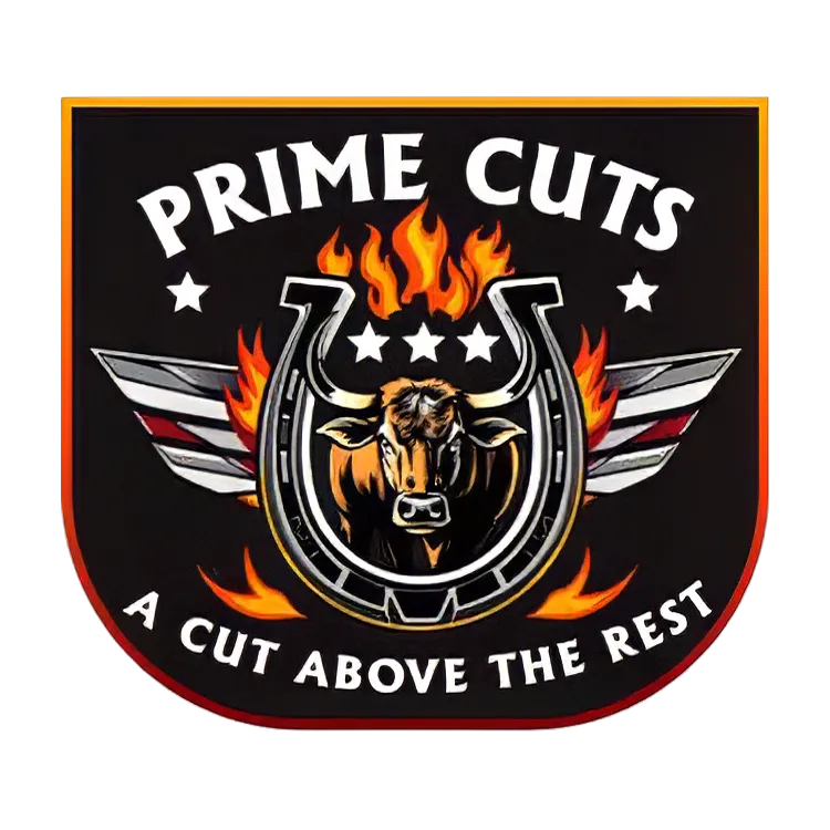 Logo with a bull's head inside a horseshoe surrounded by flames and wings, with text 'PRIME CUTS' above and 'A CUT ABOVE THE REST' below. - Blackwell Sales Group