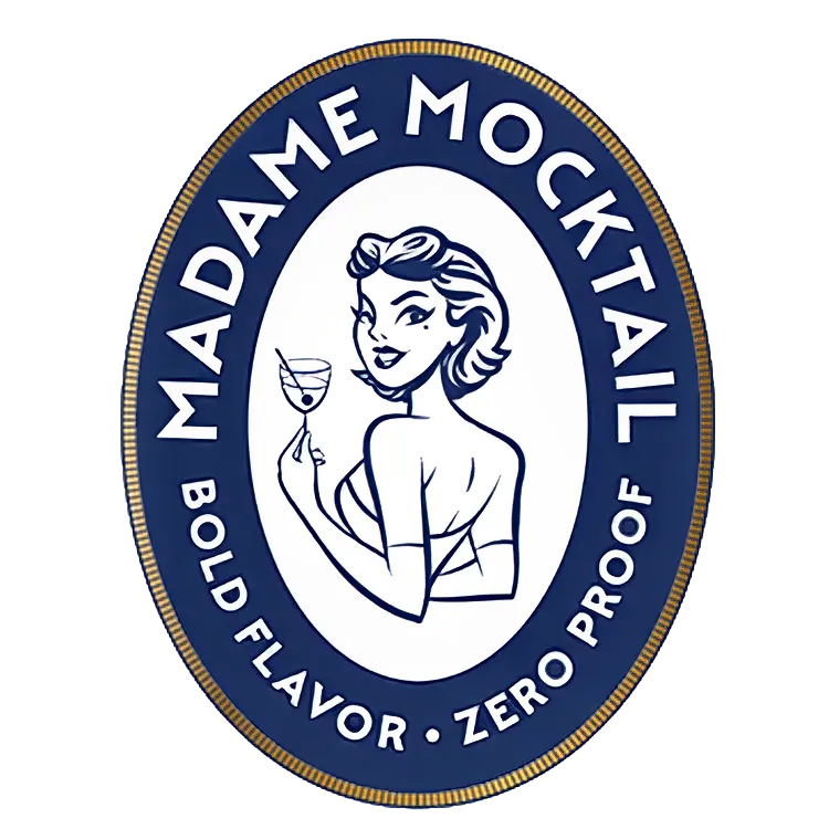 Logo of Madame Mocktail featuring a retro-style woman holding a cocktail glass, with the text 'Bold Flavor · Zero Proof' around the oval border. - Blackwell Sales Group