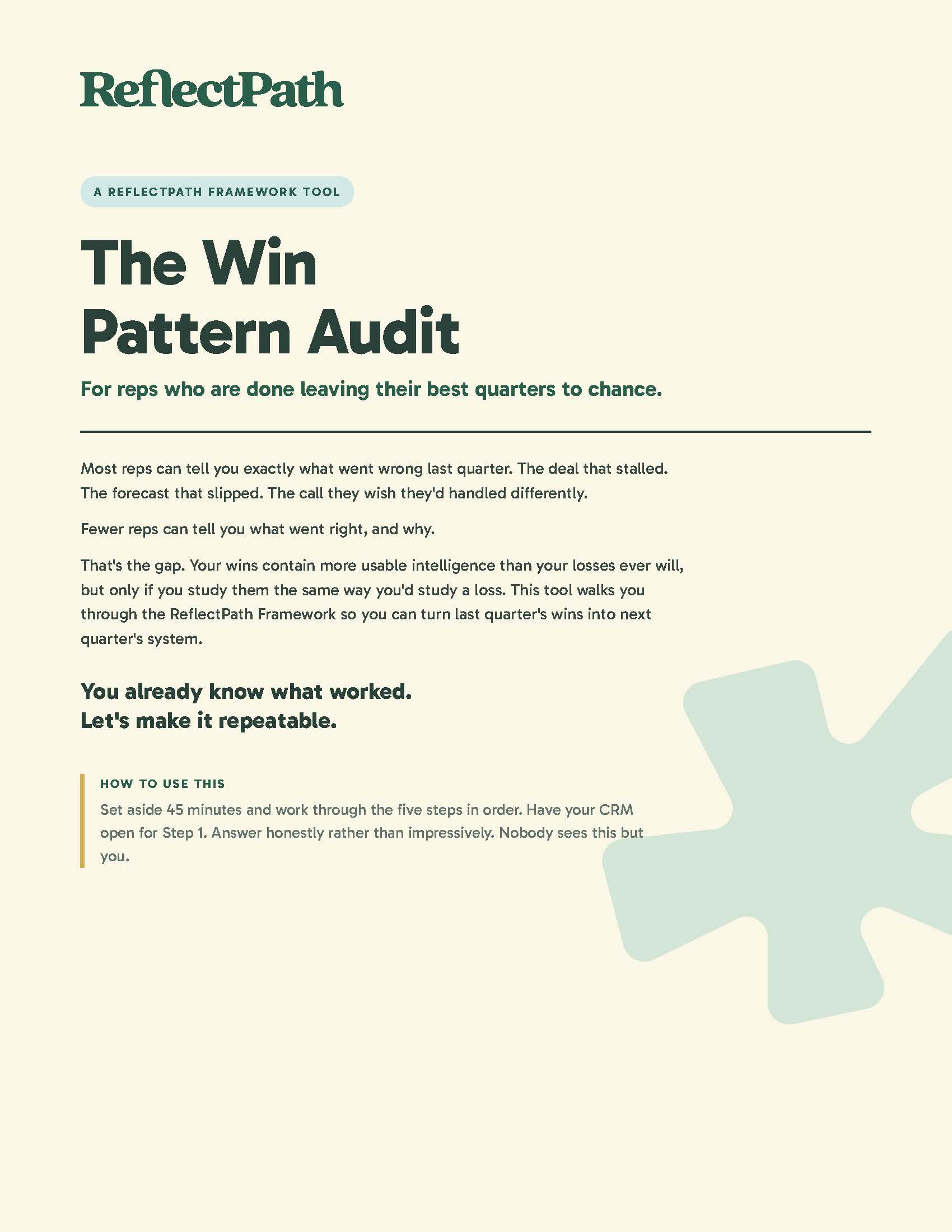 The Win Pattern Audit workbook cover