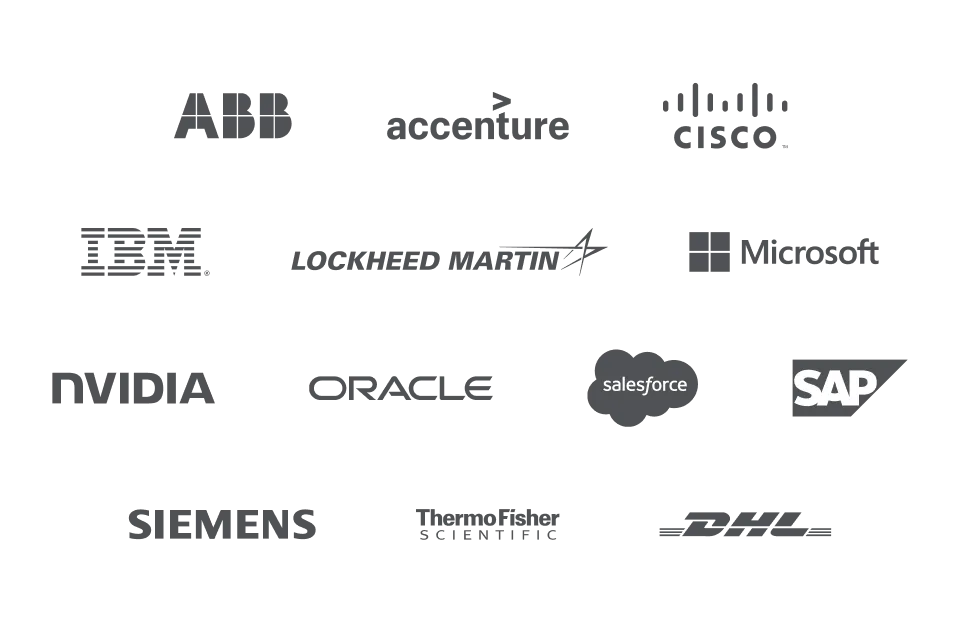 ABB, accenture, CISCO, IBM, Lockheed Martin, Microsoft, NVIDIA, Oracle, SAP, Siemens, Thermo Fisher Scientific, DHL