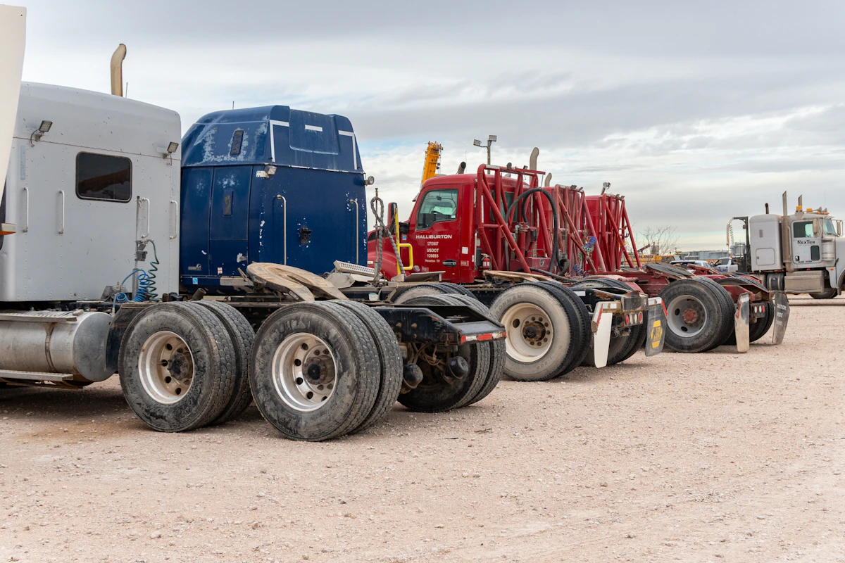 trucks in a lot
