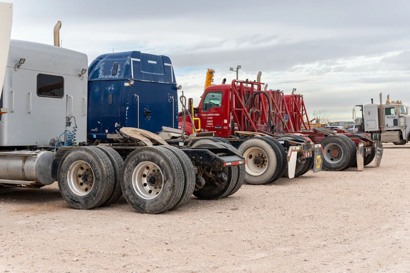 trucks in a lot