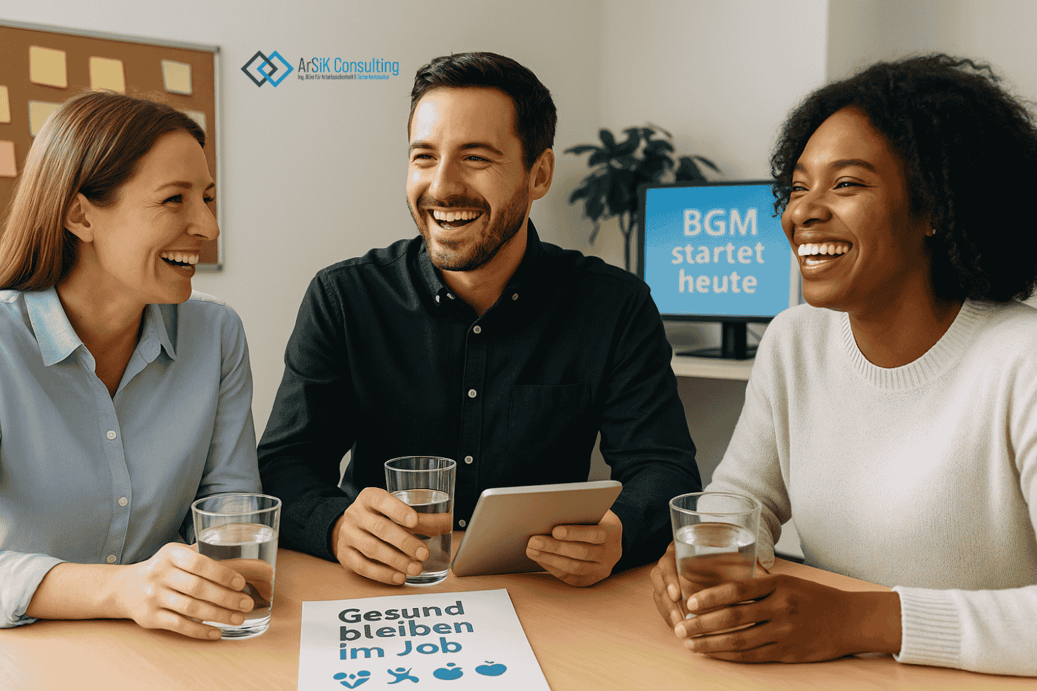 3 Personen im Pausenraum