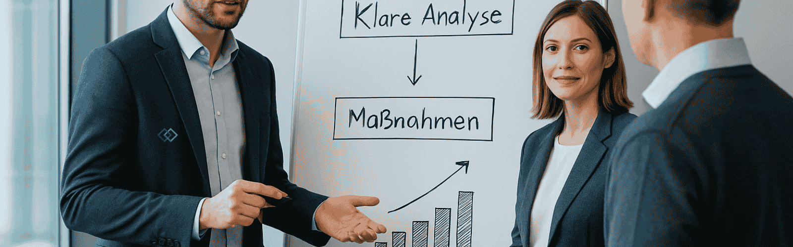 Auditgespräch 3 Personen am Whiteboard