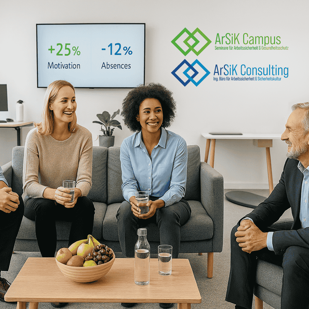 4 Personen auf der Couch und reden über betriebliches Gesundheitsmanagement