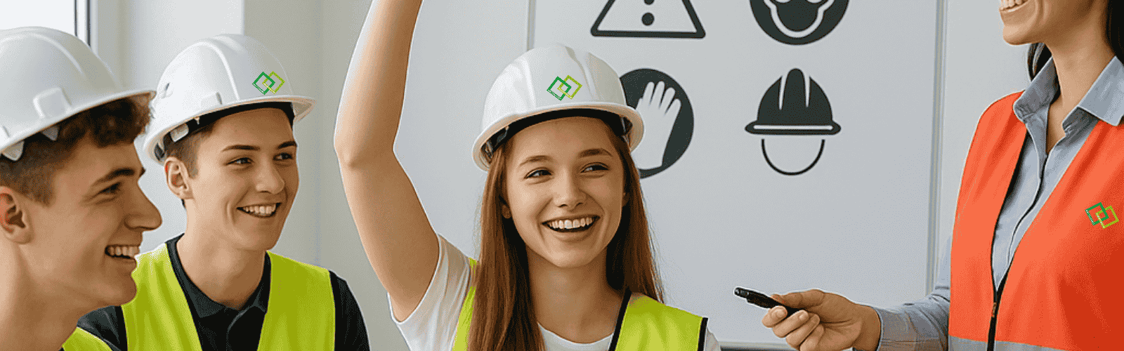 Auszubildende werden in Bereich Arbeitsschutz geschult.