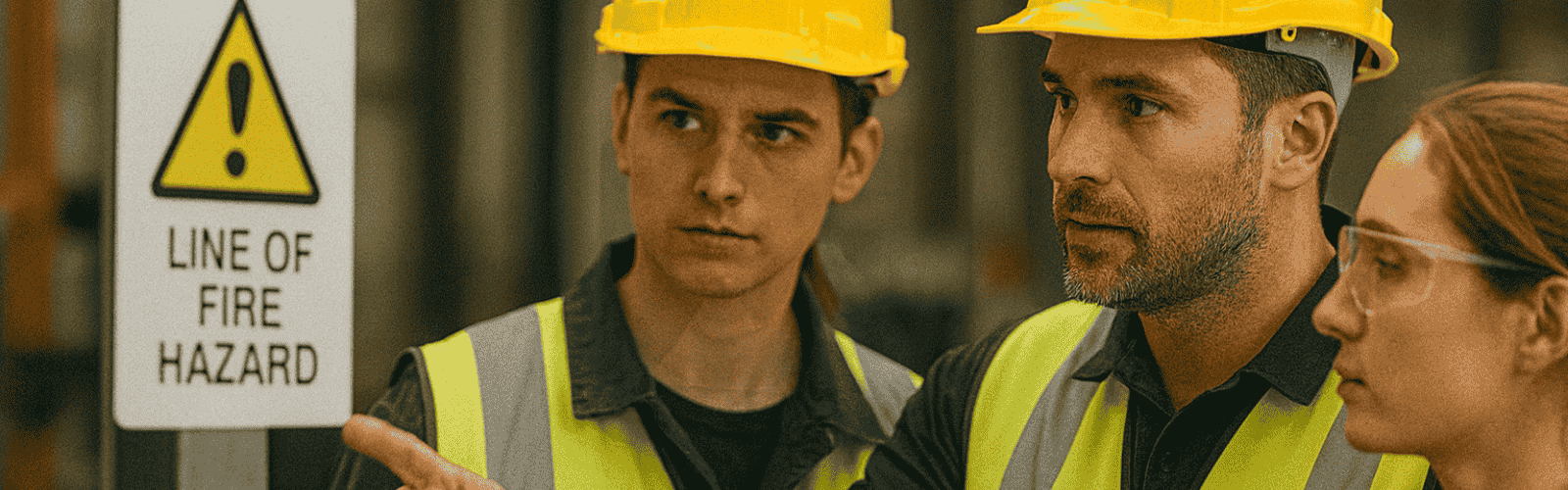 2 Personen mit Warnwesten und Helm