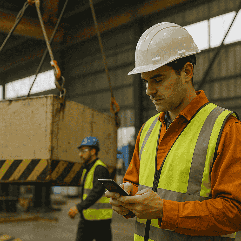 Mann mit einem Hand in einer Gefahrensituation.