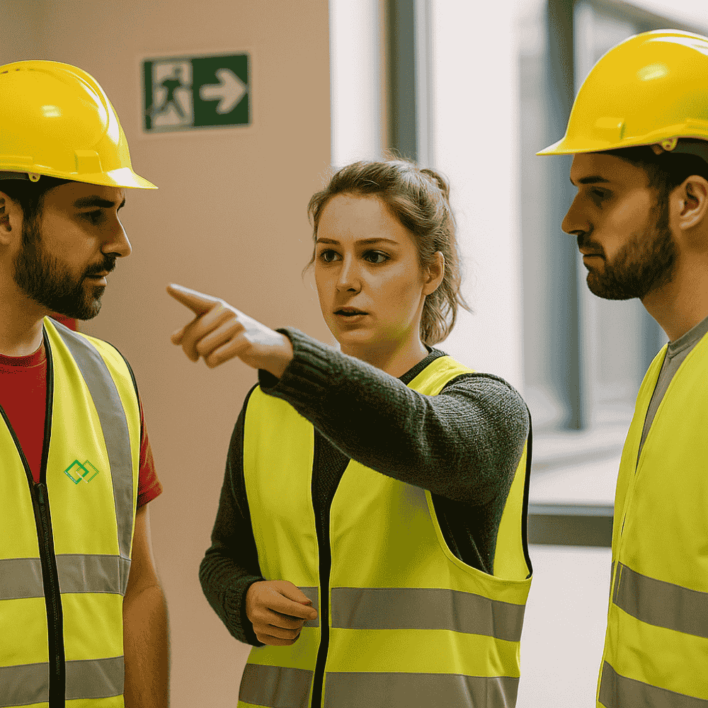 3 Mitarbeitende die als Brandschutzhelfer aggieren.