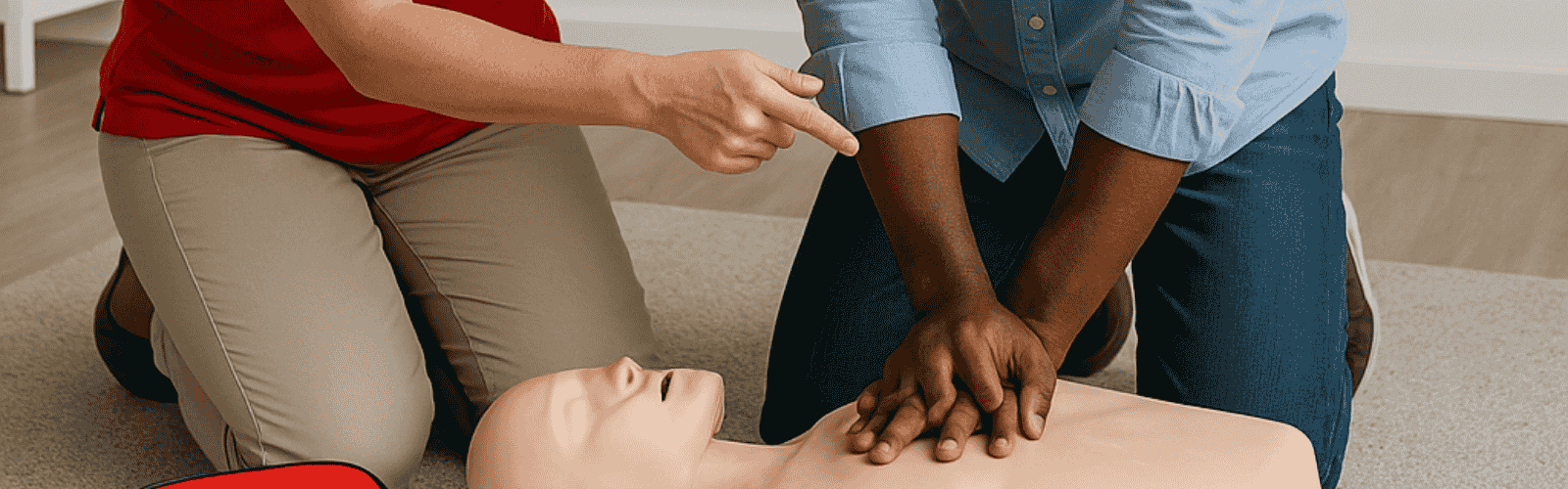 Reanimation einer Puppe, Erste Hilfe Schulung