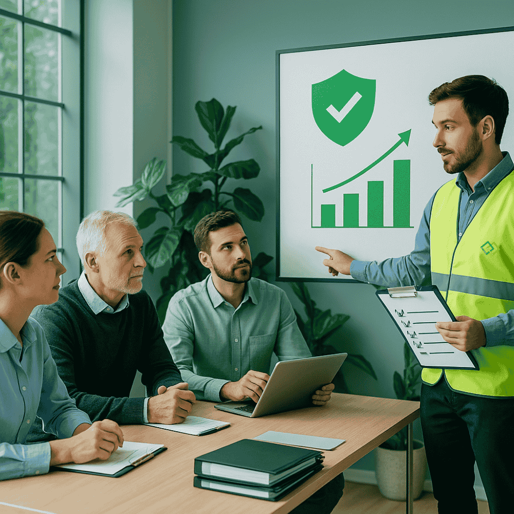 Seminarraum mit 3 Personen und einen Dozenten für die Schulung gefährdung_belastungsanalyse